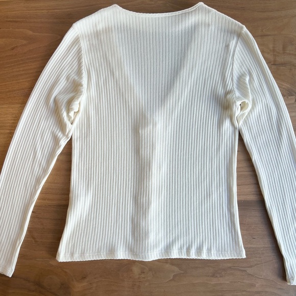 NWOT Reformation Jeans Iris Ivory Ribbed V-Neck Cardigan Top Size Medium - Picture 5 of 12